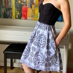 BEBE Bandage Bodice + Embroidered Skirt Dress